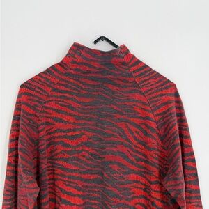 Kenzo x H&M Red Tiger Animal Printed Wool Blend Thumb Hole Turtleneck Top
